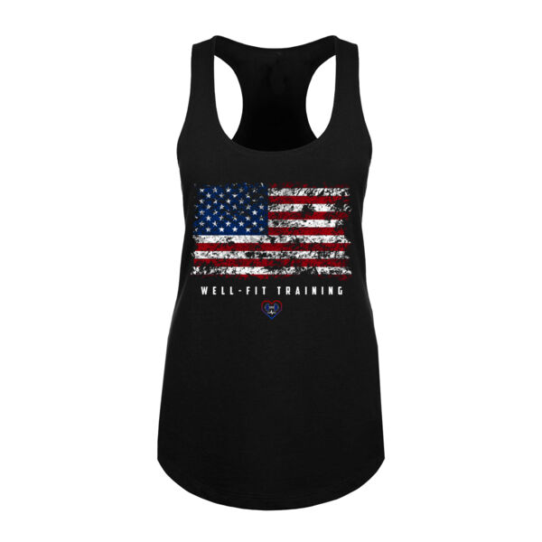 DISTRESSED FLAG - WOMEN'S FITTED TANK TOP - $9SUKG4$ Thumbnail